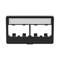 Placa de Mobiliario Modular Estándar, Salidas Para 4 Puertos Mini-Com, Con Espacio Para Etiquetas, Color Negro