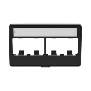 Placa de Mobiliario Modular Estándar, Salidas Para 4 Puertos Mini-Com, Con Espacio Para Etiquetas, Color Negro