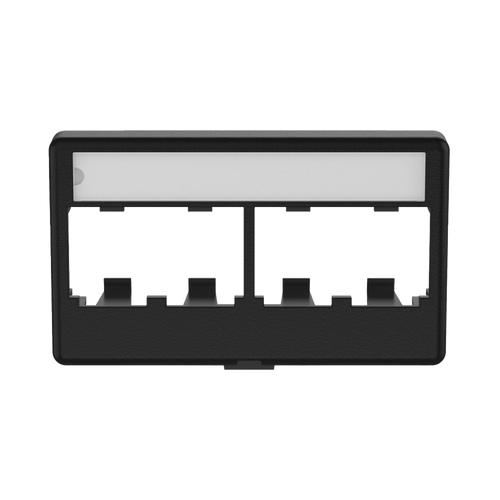 Placa de Mobiliario Modular Estándar, Salidas Para 4 Puertos Mini-Com, Con Espacio Para Etiquetas, Color Negro