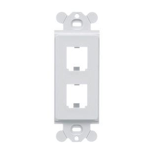 Marco de Módulo Dúplex, Para Placas Frontales Estándar GFCI, Acepta 2 Módulos Mini-Com, Color Blanco