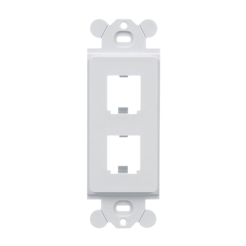 Marco de Módulo Dúplex, Para Placas Frontales Estándar GFCI, Acepta 2 Módulos Mini-Com, Color Blanco