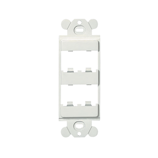 Marco de Módulo Dúplex, Para Placas Frontales Estándar GFCI, Acepta 4 Módulos Mini-Com, Color Blanco
