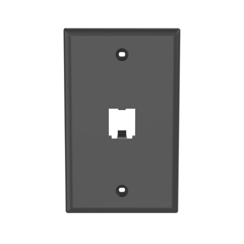 Placa de Pared Vertical Clásica, Salida Para 1 Puerto Mini-Com, Color Negro