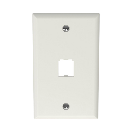 Placa de Pared Vertical Clásica, Salida Para 1 Puerto Mini-Com, Color Blanco Mate