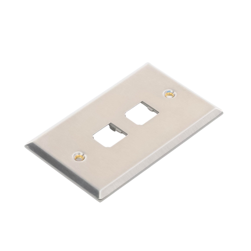 Placa de Pared Vertical, de Acero Inoxidable, Salida Para 2 Puertos Mini-Com