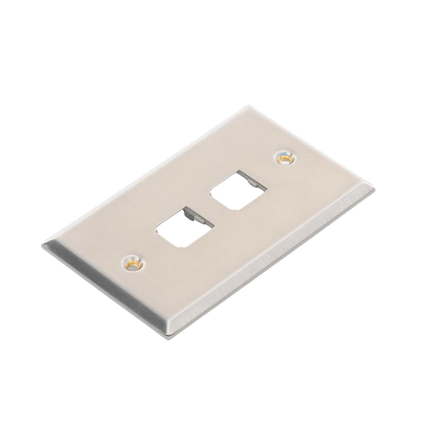 Placa de Pared Vertical, de Acero Inoxidable, Salida Para 2 Puertos Mini-Com