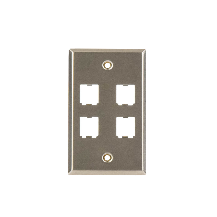 Placa de Pared Vertical, de Acero Inoxidable, Salida Para 4 Puertos Mini-Com