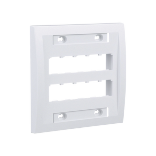 Placa de Pared Vertical Ejecutiva, Salida Para 10 Puertos Mini-Com, Con Espacios Para Etiquetas, Color Blanco