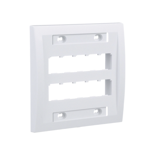 Placa de Pared Vertical Ejecutiva, Salida Para 10 Puertos Mini-Com, Con Espacios Para Etiquetas, Color Blanco