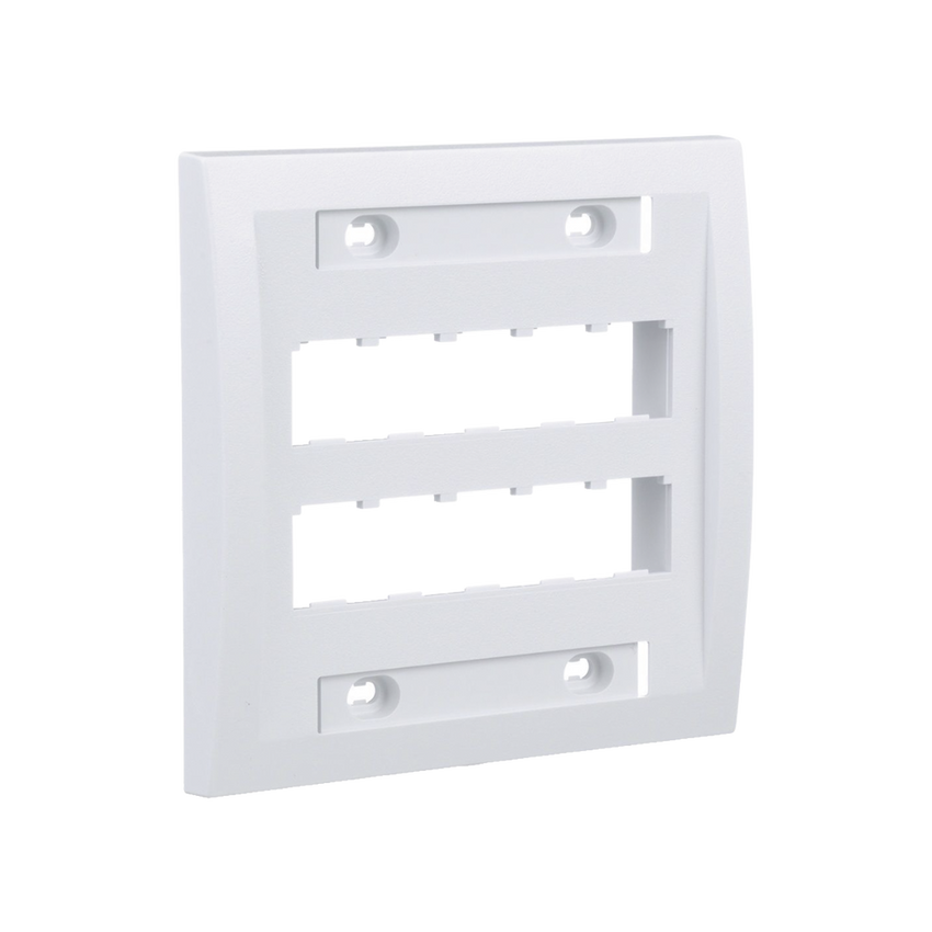 Placa de Pared Vertical Ejecutiva, Salida Para 10 Puertos Mini-Com, Con Espacios Para Etiquetas, Color Blanco