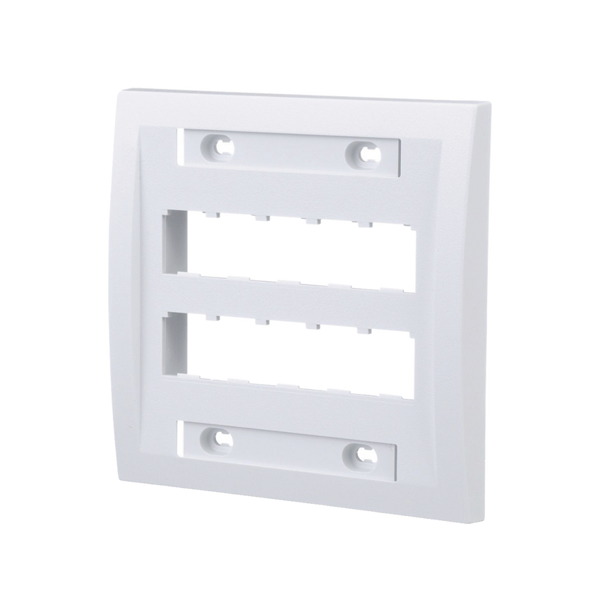 Placa de Pared Vertical Ejecutiva, Salida Para 10 Puertos Mini-Com, Con Espacios Para Etiquetas, Color Blanco