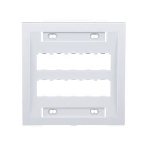 Placa de Pared Vertical Ejecutiva, Salida Para 10 Puertos Mini-Com, Con Espacios Para Etiquetas, Color Blanco