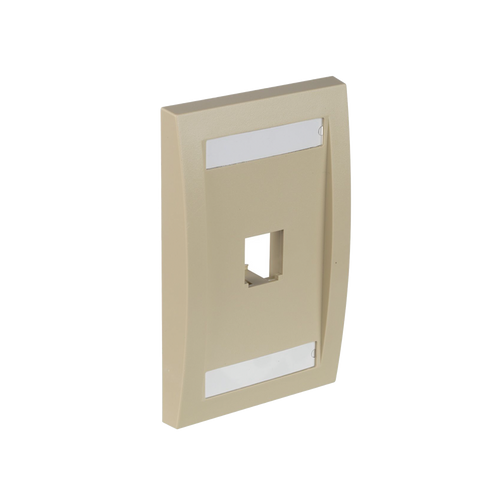 Placa de Pared Vertical Ejecutiva, Salida Para 1 Puerto Mini-Com, Con Espacios Para Etiquetas, Color Marfil
