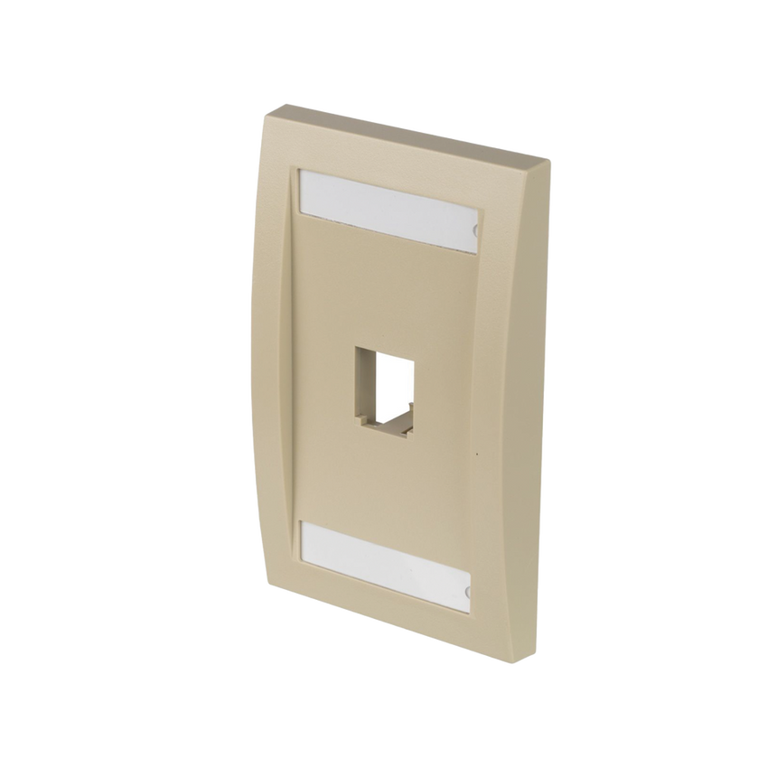 Placa de Pared Vertical Ejecutiva, Salida Para 1 Puerto Mini-Com, Con Espacios Para Etiquetas, Color Marfil