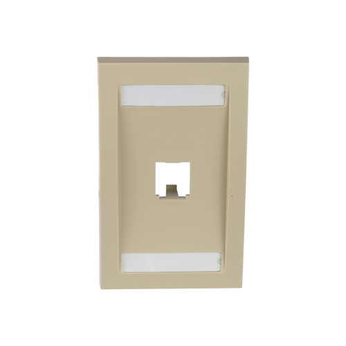 Placa de Pared Vertical Ejecutiva, Salida Para 1 Puerto Mini-Com, Con Espacios Para Etiquetas, Color Marfil