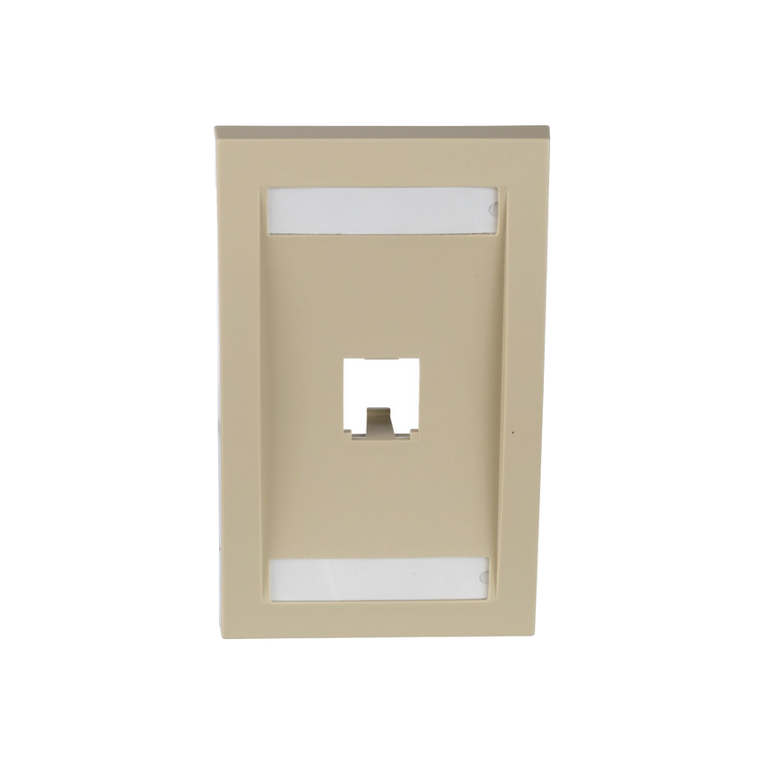 Placa de Pared Vertical Ejecutiva, Salida Para 1 Puerto Mini-Com, Con Espacios Para Etiquetas, Color Marfil