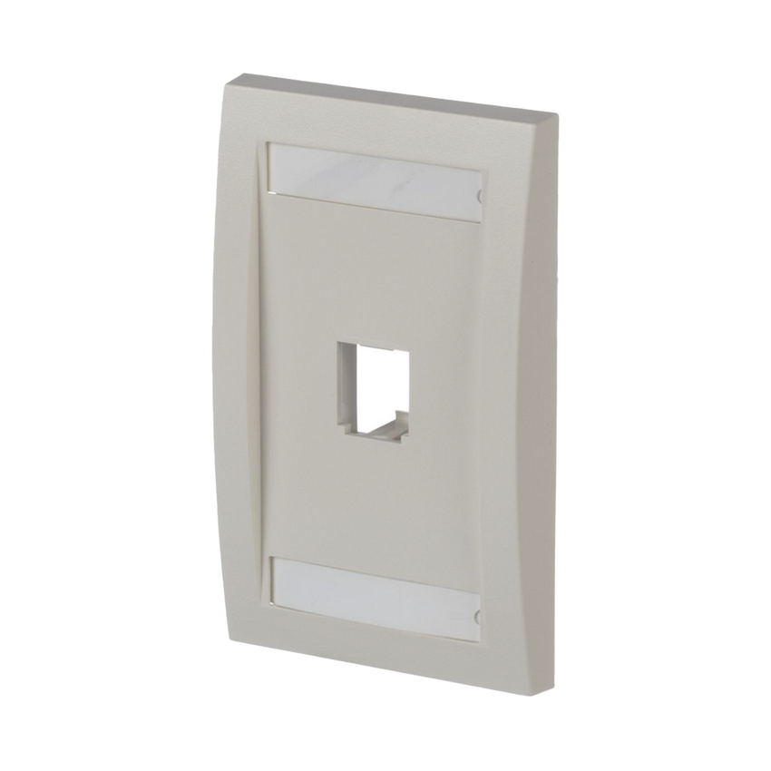 Placa de Pared Vertical Ejecutiva, Salida Para 1 Puerto Mini-Com, Con Espacios Para Etiquetas, Color Blanco Mate
