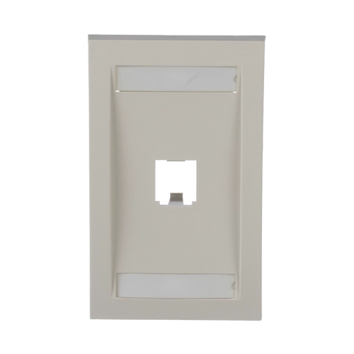 Placa de Pared Vertical Ejecutiva, Salida Para 1 Puerto Mini-Com, Con Espacios Para Etiquetas, Color Blanco Mate