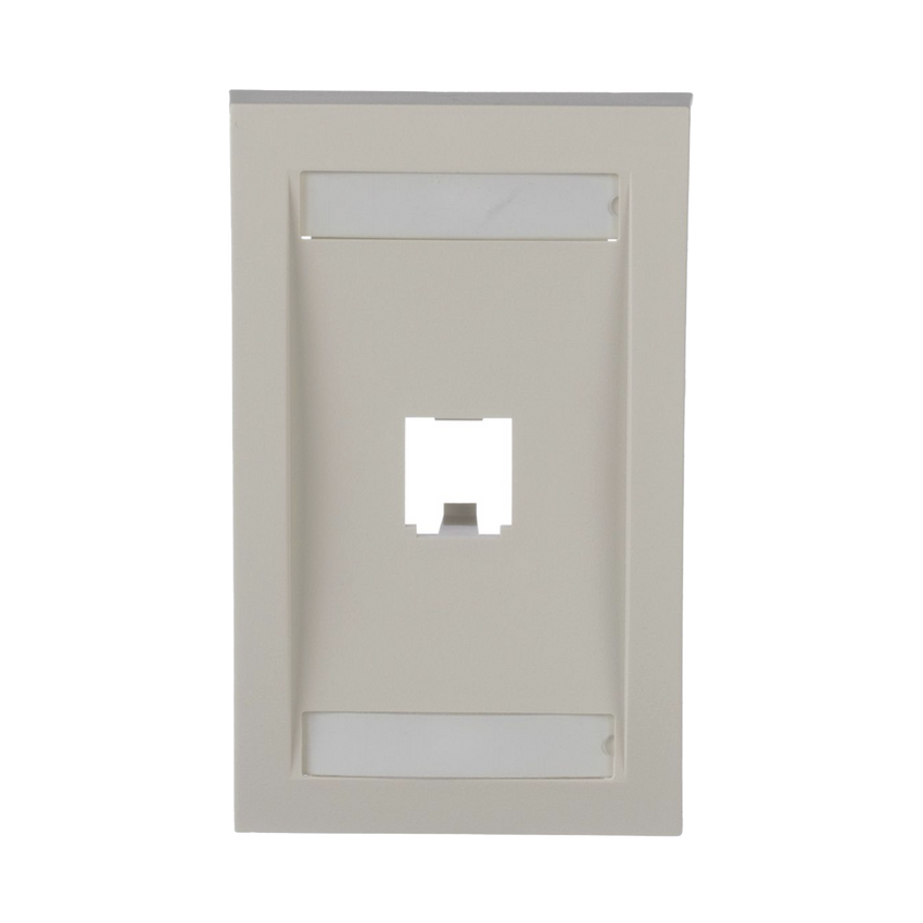 Placa de Pared Vertical Ejecutiva, Salida Para 1 Puerto Mini-Com, Con Espacios Para Etiquetas, Color Blanco Mate