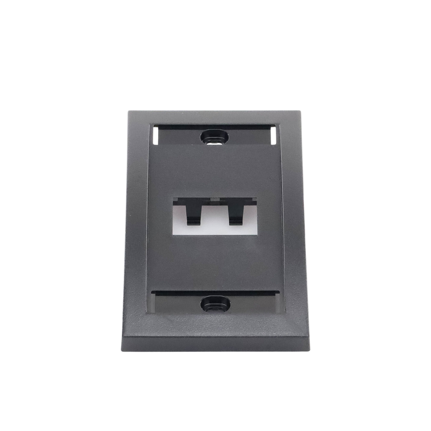 Placa de Pared Vertical Ejecutiva, Salida de 2 Puertos Mini-Com, Con Espacios Para Etiquetas, Color Negro
