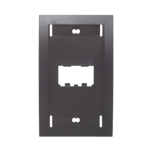 Placa de Pared Vertical Ejecutiva, Salida de 2 Puertos Mini-Com, Con Espacios Para Etiquetas, Color Negro