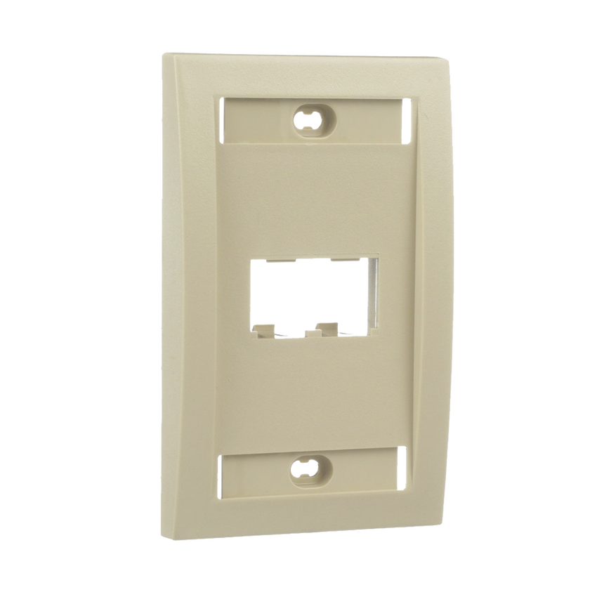 Placa de Pared Vertical Ejecutiva, Salida Para 2 Puertos Mini-Com, Con Espacios Para Etiquetas, Color Marfil