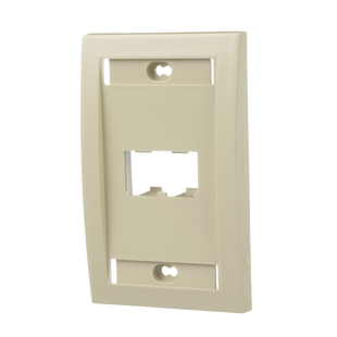 Placa de Pared Vertical Ejecutiva, Salida Para 2 Puertos Mini-Com, Con Espacios Para Etiquetas, Color Marfil
