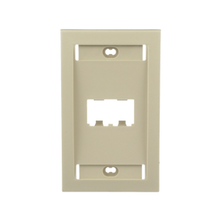 Placa de Pared Vertical Ejecutiva, Salida Para 2 Puertos Mini-Com, Con Espacios Para Etiquetas, Color Marfil