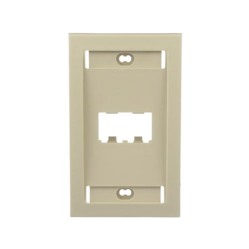 Placa de Pared Vertical Ejecutiva, Salida Para 2 Puertos Mini-Com, Con Espacios Para Etiquetas, Color Marfil