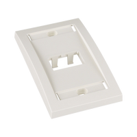 Placa de Pared Vertical Ejecutiva, Salida Para 2 Puertos Mini-Com, Con Espacios Para Etiquetas, Color Blanco Mate