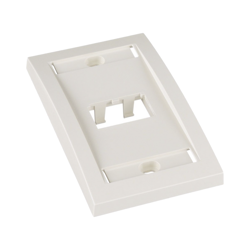 Placa de Pared Vertical Ejecutiva, Salida Para 2 Puertos Mini-Com, Con Espacios Para Etiquetas, Color Blanco Mate