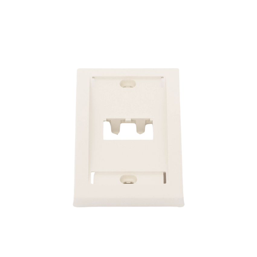 Placa de Pared Vertical Ejecutiva, Salida Para 2 Puertos Mini-Com, Con Espacios Para Etiquetas, Color Blanco Mate