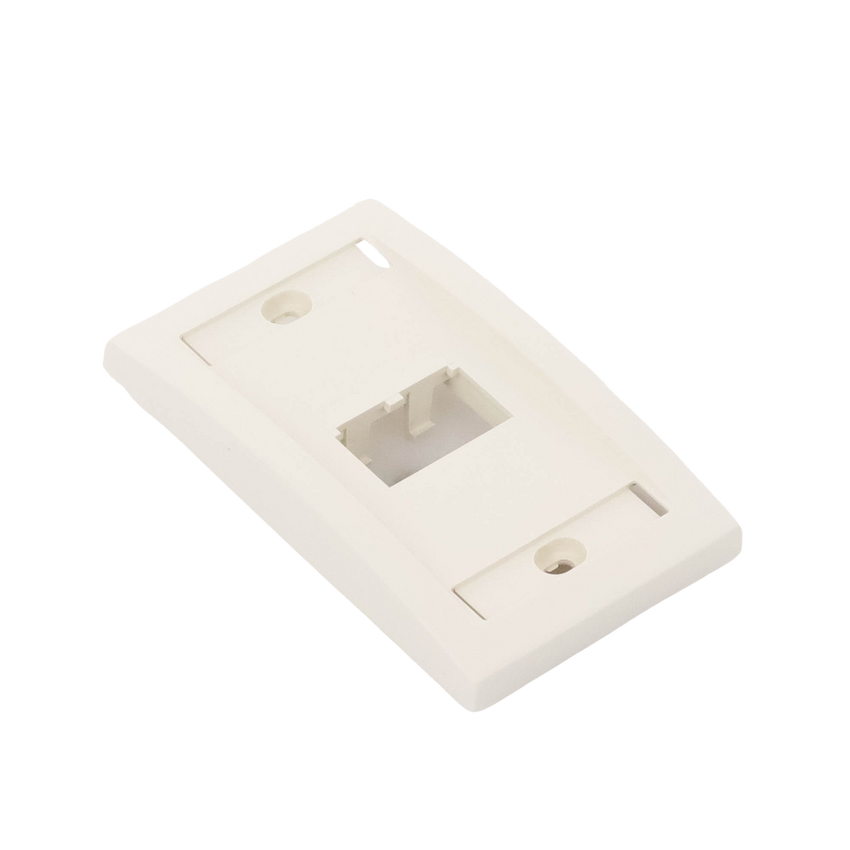 Placa de Pared Vertical Ejecutiva, Salida Para 2 Puertos Mini-Com, Con Espacios Para Etiquetas, Color Blanco Mate