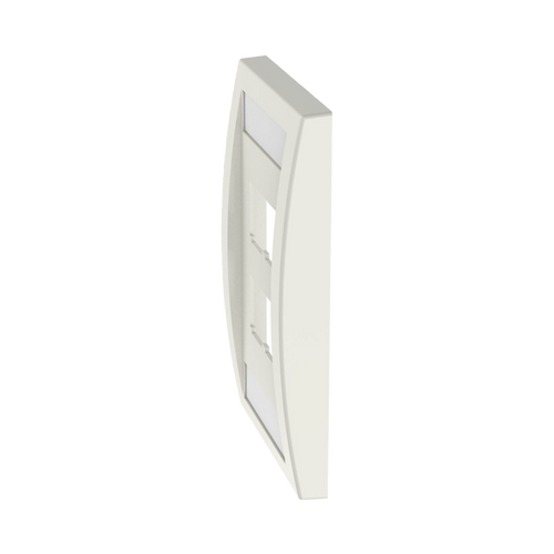 Placa de Pared Vertical Ejecutiva, Salida Para 4 Puertos Mini-Com, Con Espacios Para Etiquetas, Color Blanco Mate
