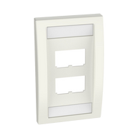 Placa de Pared Vertical Ejecutiva, Salida Para 4 Puertos Mini-Com, Con Espacios Para Etiquetas, Color Blanco Mate