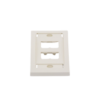 Placa de Pared Vertical Ejecutiva, Salida Para 4 Puertos Mini-Com, Con Espacios Para Etiquetas, Color Blanco Mate
