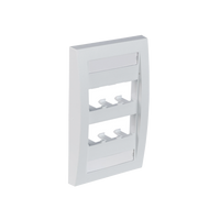 Placa de Pared Vertical Ejecutiva, Salida Para 6 Puertos Mini-Com, Con Espacios Para Etiquetas, Color Blanco