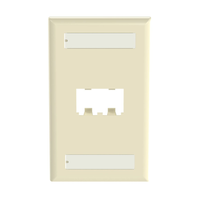 Placa de Pared Vertical Clásica, Salida Para 2 Puertos Mini-Com, Con Espacios Para Etiquetas, Color Marfil