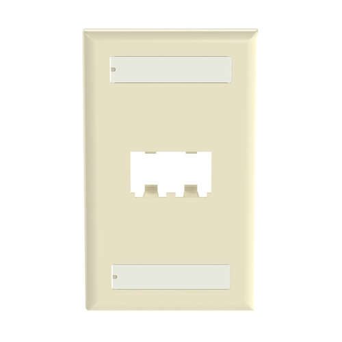 Placa de Pared Vertical Clásica, Salida Para 2 Puertos Mini-Com, Con Espacios Para Etiquetas, Color Marfil