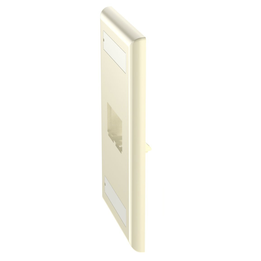Placa de Pared Vertical Clásica, Salida Para 2 Puertos Mini-Com, Con Espacios Para Etiquetas, Color Marfil