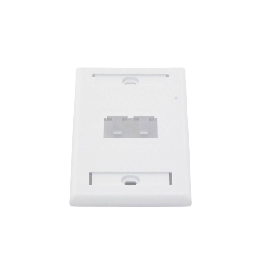 Placa de Pared Vertical Clásica, Salida Para 2 Puertos Mini-Com, Con Espacios Para Etiquetas, Color Blanco