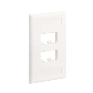 Placa de Pared Vertical Clásica, Salida Para 4 Puertos Mini-Com, Con Espacios Para Etiquetas, Color Blanco Mate