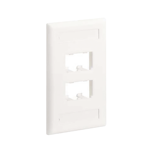Placa de Pared Vertical Clásica, Salida Para 4 Puertos Mini-Com, Con Espacios Para Etiquetas, Color Blanco Mate