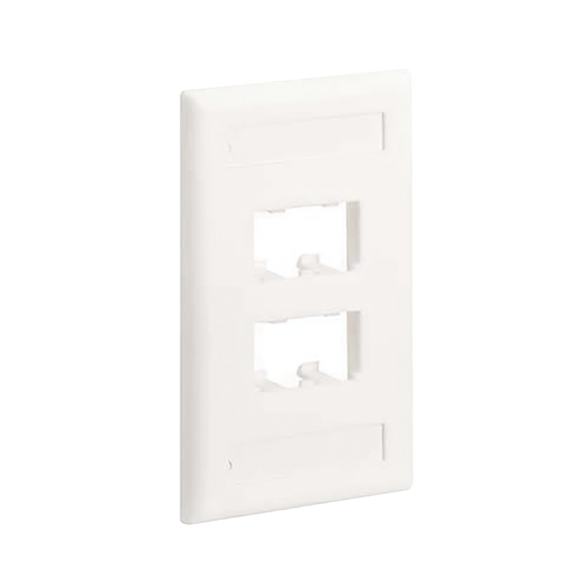 Placa de Pared Vertical Clásica, Salida Para 4 Puertos Mini-Com, Con Espacios Para Etiquetas, Color Blanco Mate