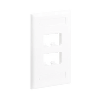 Placa de Pared Vertical Clásica, Salida Para 4 Puertos Mini-Com, Con Espacios Para Etiquetas, Color Blanco
