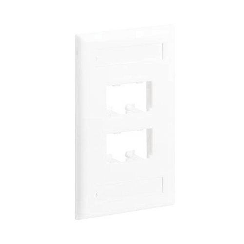 Placa de Pared Vertical Clásica, Salida Para 4 Puertos Mini-Com, Con Espacios Para Etiquetas, Color Blanco