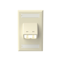 Placa de Pared Vertical Clásica, Salida Para 2 Puertos Mini-Com Inclinados, Con Espacios Para Etiquetas, Color Marfil