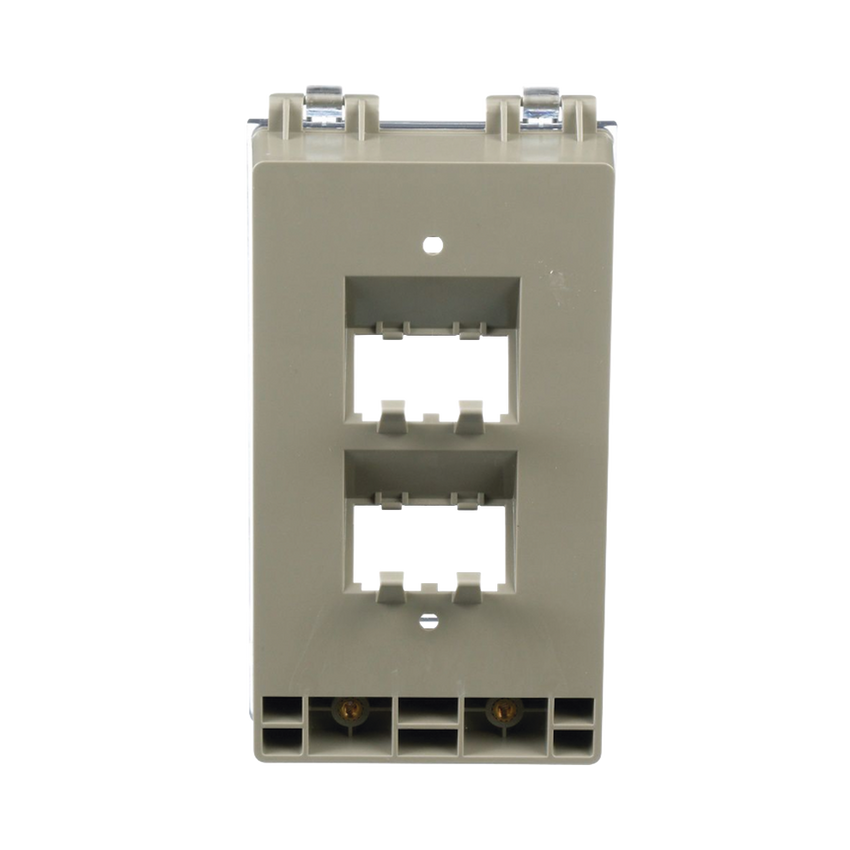 Placa de Pared Vertical, Resistente al Agua con Protección IP56, Acepta 4 Módulos Mini-Com, Color Gris