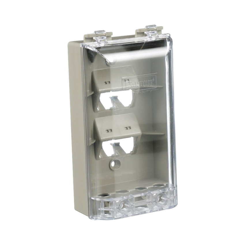 Placa de Pared Vertical, Resistente al Agua con Protección IP56, Acepta 4 Módulos Mini-Com, Color Gris