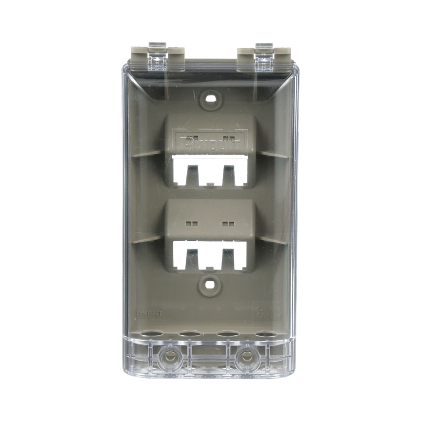 Placa de Pared Vertical, Resistente al Agua con Protección IP56, Acepta 4 Módulos Mini-Com, Color Gris